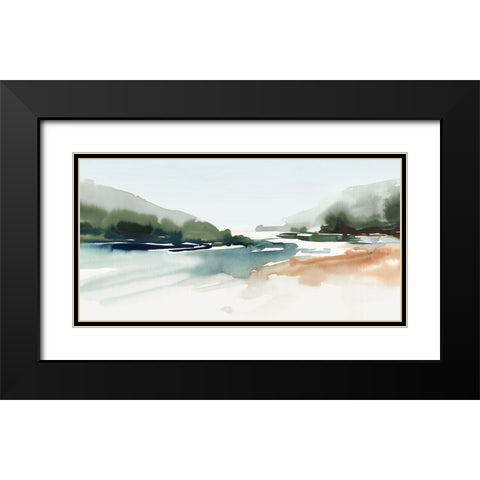 Harmonious Lake Black Modern Wood Framed Art Print with Double Matting by Isabelle Z