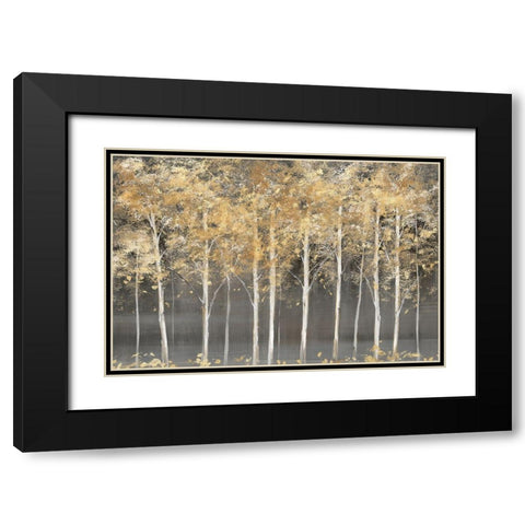Golden Forest Light  Black Modern Wood Framed Art Print with Double Matting by Isabelle Z
