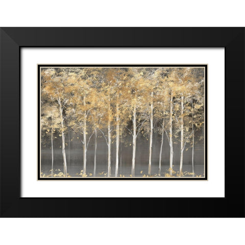 Golden Forest Light  Black Modern Wood Framed Art Print with Double Matting by Isabelle Z