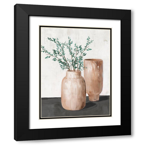 Blissful Vases  Black Modern Wood Framed Art Print with Double Matting by Isabelle Z