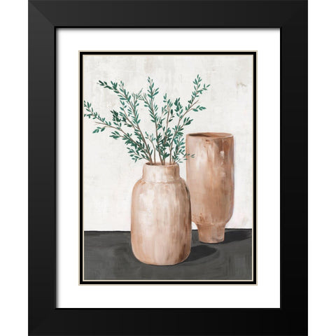Blissful Vases  Black Modern Wood Framed Art Print with Double Matting by Isabelle Z