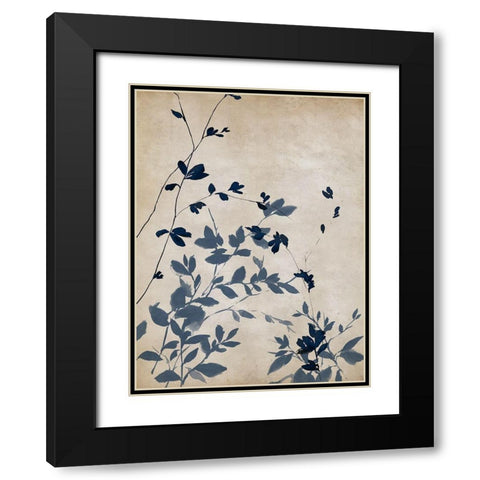 Indigo leaves Touch II Black Modern Wood Framed Art Print with Double Matting by Isabelle Z