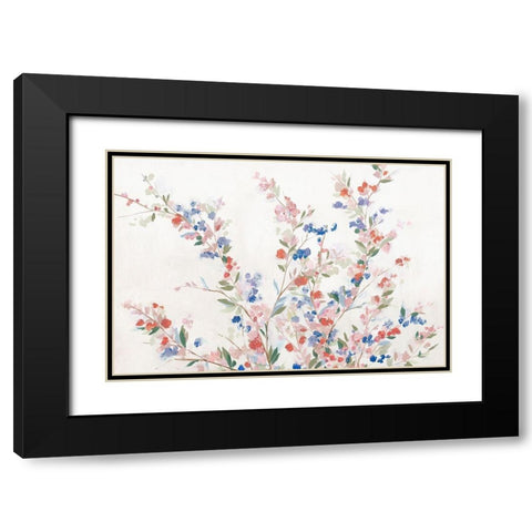Starry Blossoms  Black Modern Wood Framed Art Print with Double Matting by Isabelle Z