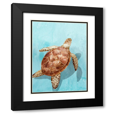 Ocean Deep Turtle I Black Modern Wood Framed Art Print with Double Matting by Isabelle Z