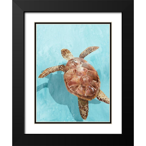 Ocean Deep Turtle II Black Modern Wood Framed Art Print with Double Matting by Isabelle Z
