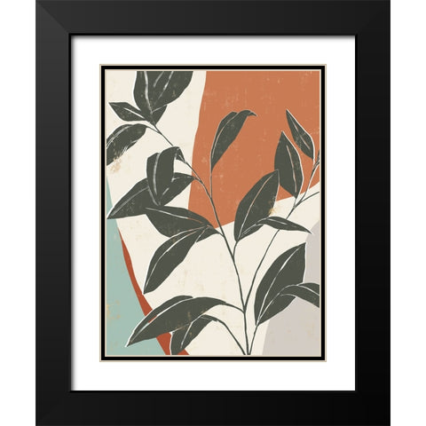 Cutout Leaves II Black Modern Wood Framed Art Print with Double Matting by Isabelle Z