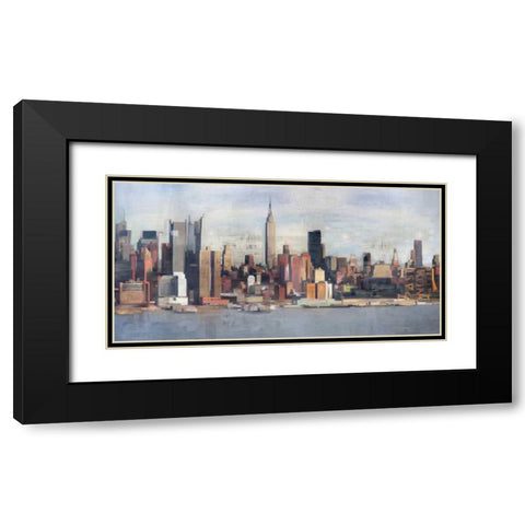 New York Skyline Black Modern Wood Framed Art Print with Double Matting by Fischer, David