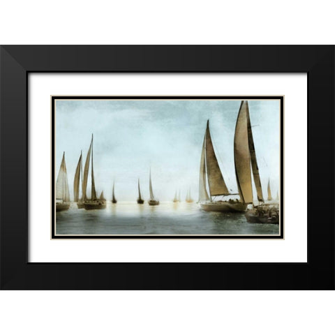 Golden Sails Black Modern Wood Framed Art Print with Double Matting by Fontaine, Drako
