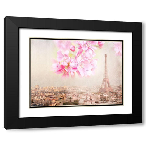 Tour Eiffel Rose Black Modern Wood Framed Art Print with Double Matting by Lane, Georgianna