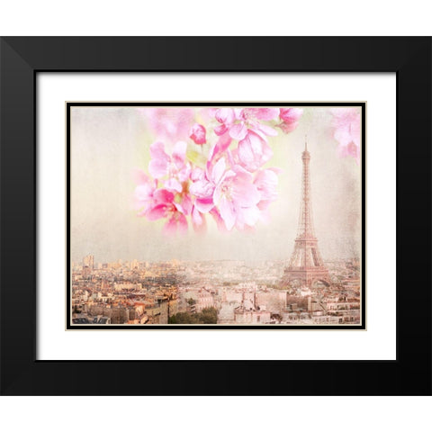 Tour Eiffel Rose Black Modern Wood Framed Art Print with Double Matting by Lane, Georgianna