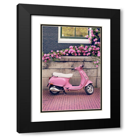 Vespa Black Modern Wood Framed Art Print with Double Matting by Lane, Georgianna