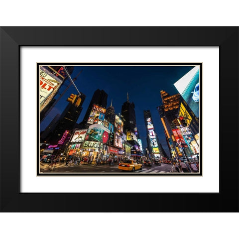 Times Square Billboards Black Modern Wood Framed Art Print with Double Matting by Gaudet, Guilliame