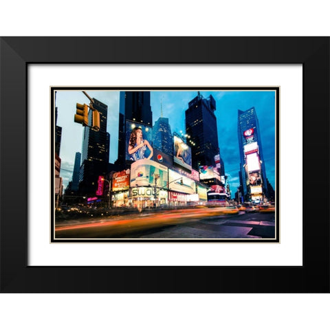 Times Square Rays of Light II Black Modern Wood Framed Art Print with Double Matting by Gaudet, Guilliame
