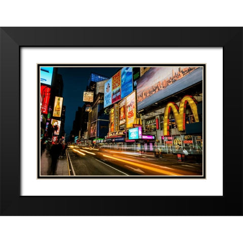 Times Square Rays of Light IV Black Modern Wood Framed Art Print with Double Matting by Gaudet, Guilliame