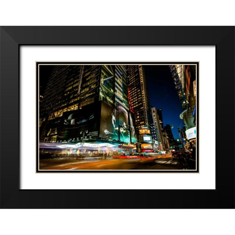 Times Square Rays of Light V Black Modern Wood Framed Art Print with Double Matting by Gaudet, Guilliame