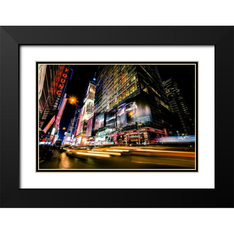 Times Square Rays of Light VI Black Modern Wood Framed Art Print with Double Matting by Gaudet, Guilliame