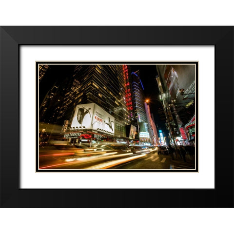 Times Square Rays of Light VII Black Modern Wood Framed Art Print with Double Matting by Gaudet, Guilliame