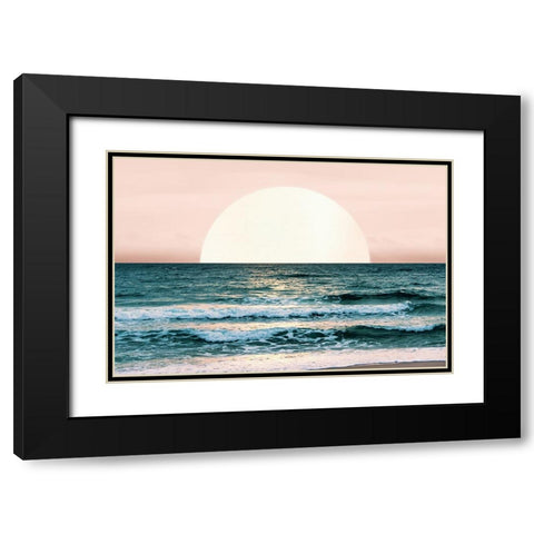 Summer Ocean Sunset Black Modern Wood Framed Art Print with Double Matting by Nature Magick