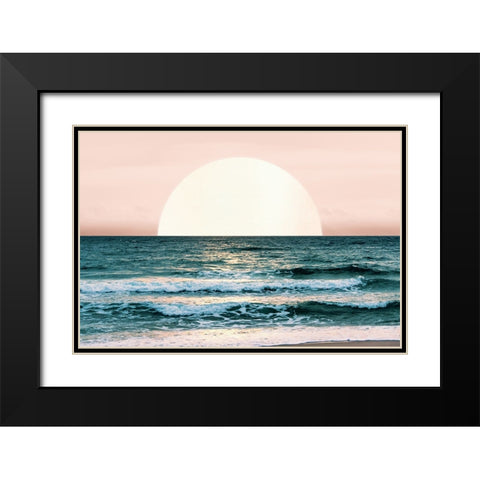 Summer Ocean Sunset Black Modern Wood Framed Art Print with Double Matting by Nature Magick