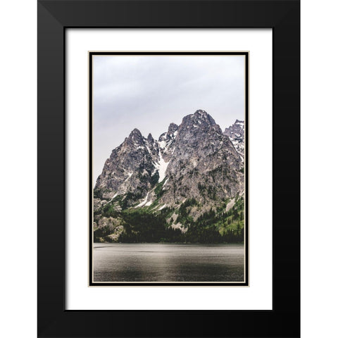 Mountain Lake and Forest Black Modern Wood Framed Art Print with Double Matting by Nature Magick