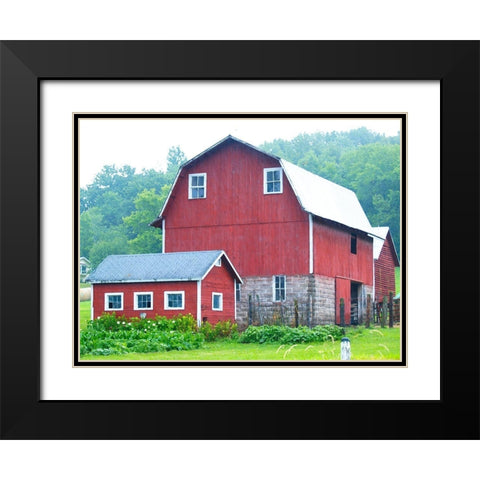Spring Red Barn  Black Modern Wood Framed Art Print with Double Matting by Wilson, Gerry