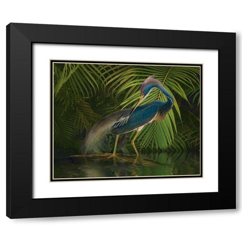 Greenish Blue Black Modern Wood Framed Art Print with Double Matting by Hunziker, Steve