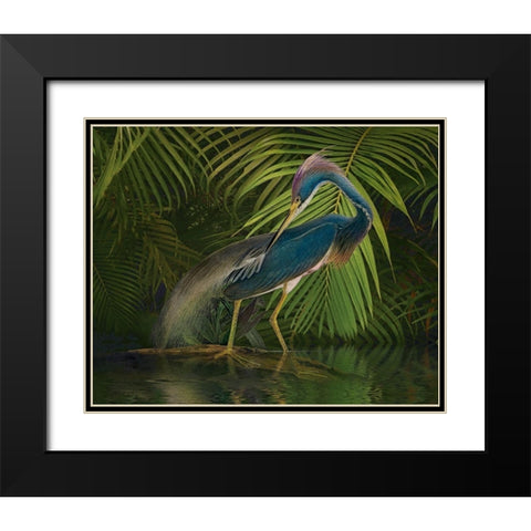 Greenish Blue Black Modern Wood Framed Art Print with Double Matting by Hunziker, Steve