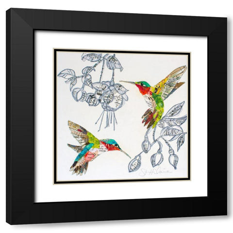 Hummers and BloomsÂ  Black Modern Wood Framed Art Print with Double Matting by St Hilaire, Elizabeth