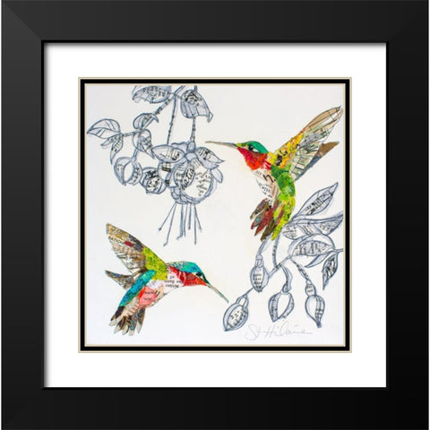 Hummers and BloomsÂ  Black Modern Wood Framed Art Print with Double Matting by St Hilaire, Elizabeth