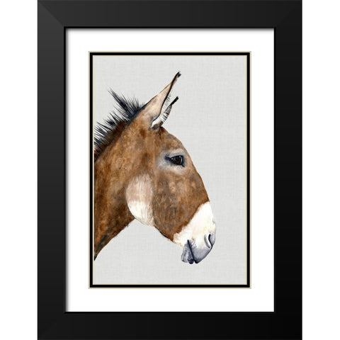 Brown DonkeyÂ  Black Modern Wood Framed Art Print with Double Matting by Hatfield, Jodi