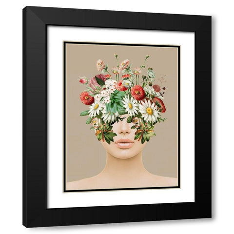 Flower Head  Black Modern Wood Framed Art Print with Double Matting by Smith, Karen