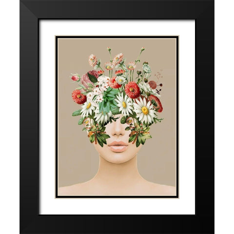 Flower Head  Black Modern Wood Framed Art Print with Double Matting by Smith, Karen