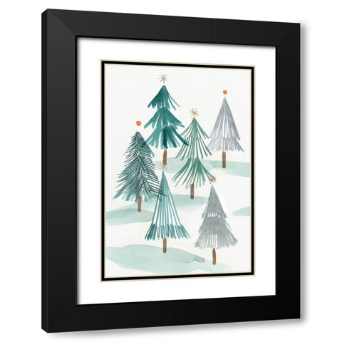 Ornament Tree II  Black Modern Wood Framed Art Print with Double Matting by PI Studio