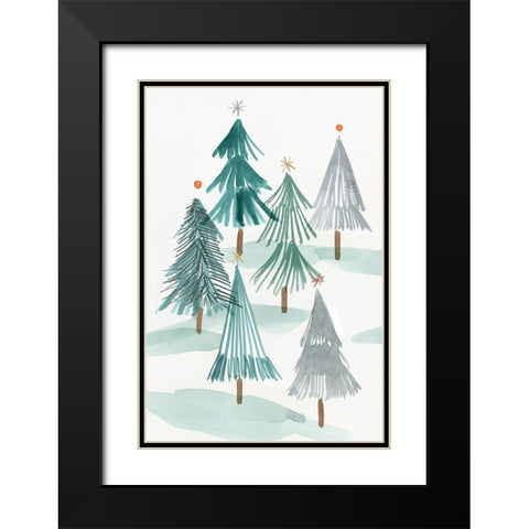 Ornament Tree II  Black Modern Wood Framed Art Print with Double Matting by PI Studio