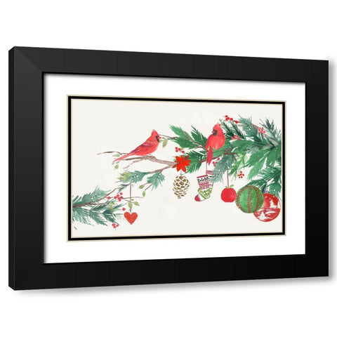 Christmas Birds I  Black Modern Wood Framed Art Print with Double Matting by PI Studio