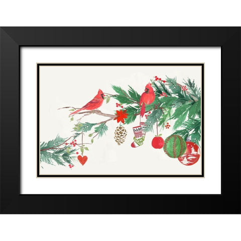 Christmas Birds I  Black Modern Wood Framed Art Print with Double Matting by PI Studio