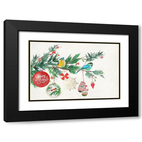 Christmas Birds II  Black Modern Wood Framed Art Print with Double Matting by PI Studio