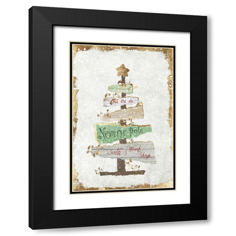 Golden Christmas Tree  Black Modern Wood Framed Art Print with Double Matting by PI Studio