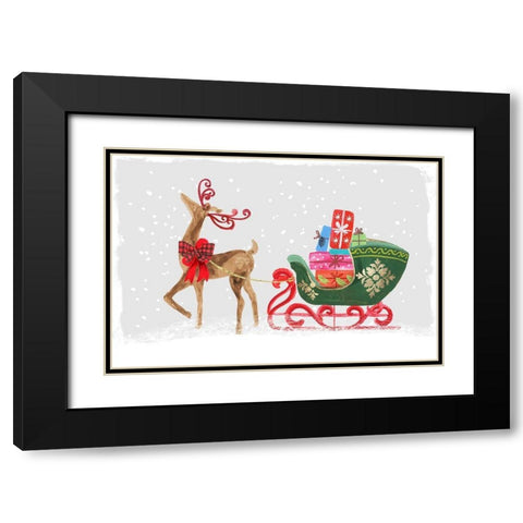 Proud Reindeer with Gifts  Black Modern Wood Framed Art Print with Double Matting by PI Studio