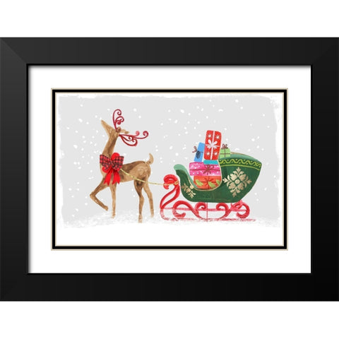 Proud Reindeer with Gifts  Black Modern Wood Framed Art Print with Double Matting by PI Studio