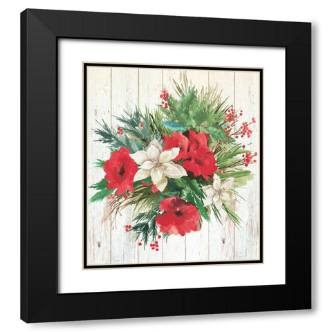 Red Floral I  Black Modern Wood Framed Art Print with Double Matting by PI Studio