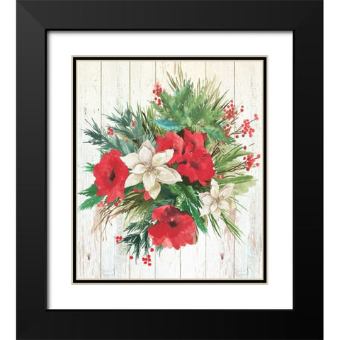 Red Floral I  Black Modern Wood Framed Art Print with Double Matting by PI Studio