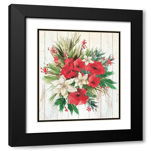 Red Floral II  Black Modern Wood Framed Art Print with Double Matting by PI Studio