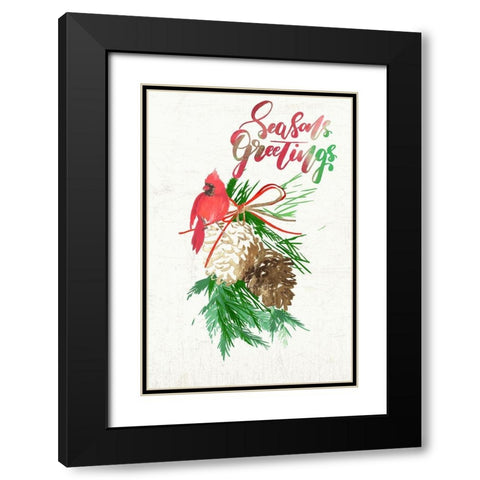 Seasons Greetings  Black Modern Wood Framed Art Print with Double Matting by PI Studio