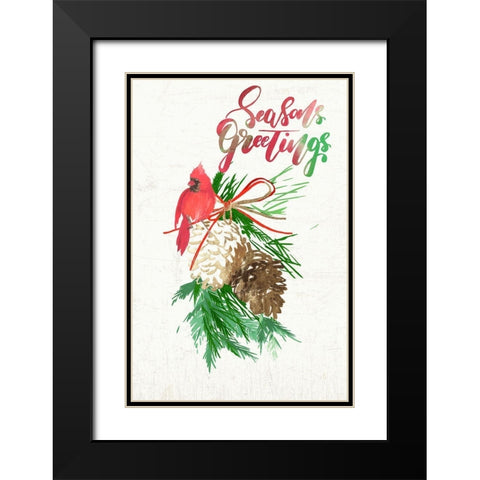 Seasons Greetings  Black Modern Wood Framed Art Print with Double Matting by PI Studio