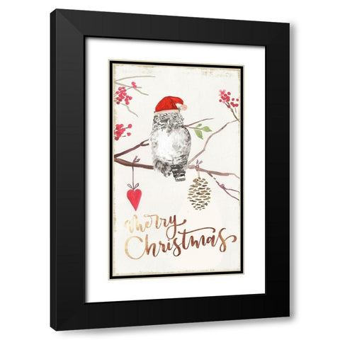 Christmas Owl I  Black Modern Wood Framed Art Print with Double Matting by PI Studio