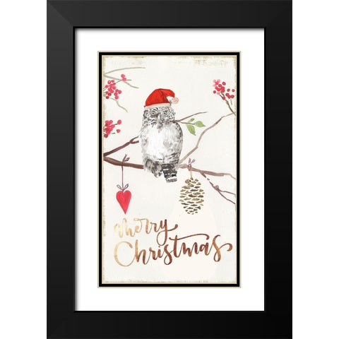 Christmas Owl I  Black Modern Wood Framed Art Print with Double Matting by PI Studio