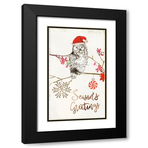 Christmas Owl II  Black Modern Wood Framed Art Print with Double Matting by PI Studio