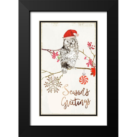 Christmas Owl II  Black Modern Wood Framed Art Print with Double Matting by PI Studio