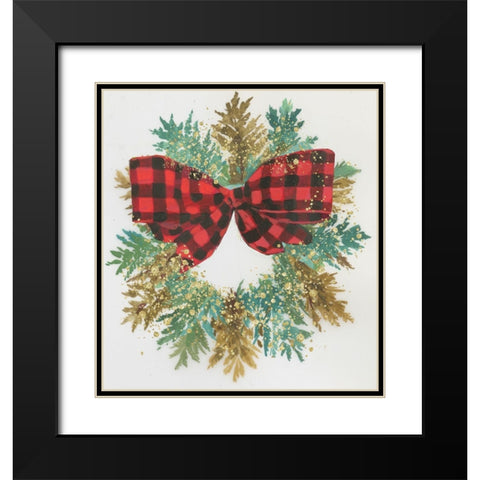 Bow Wreath  Black Modern Wood Framed Art Print with Double Matting by PI Studio